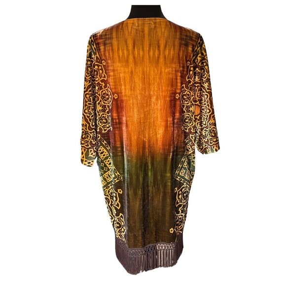 Oneworld Velvet Kimono With Fringe - Picture 4 of 6